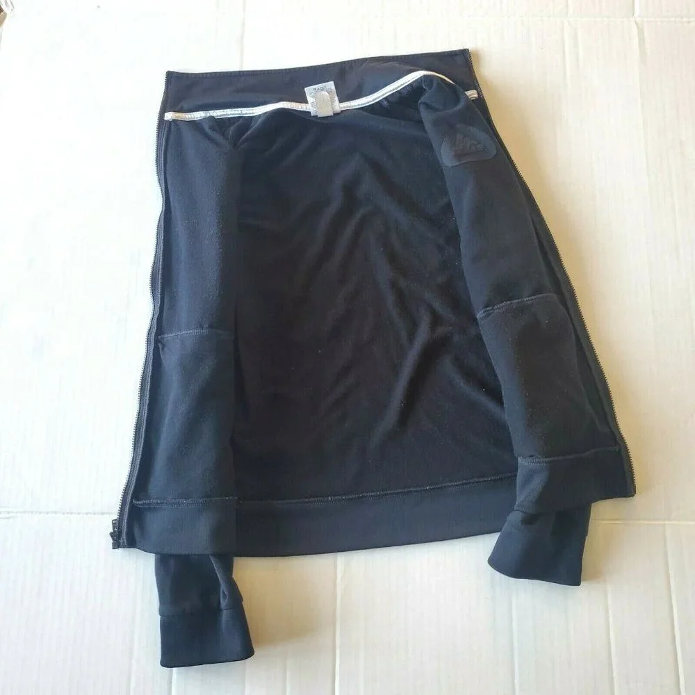 ADIDAS Essentials 3 Stripe Track Jacket Unisex Size 10/12 Black & White Full Zip